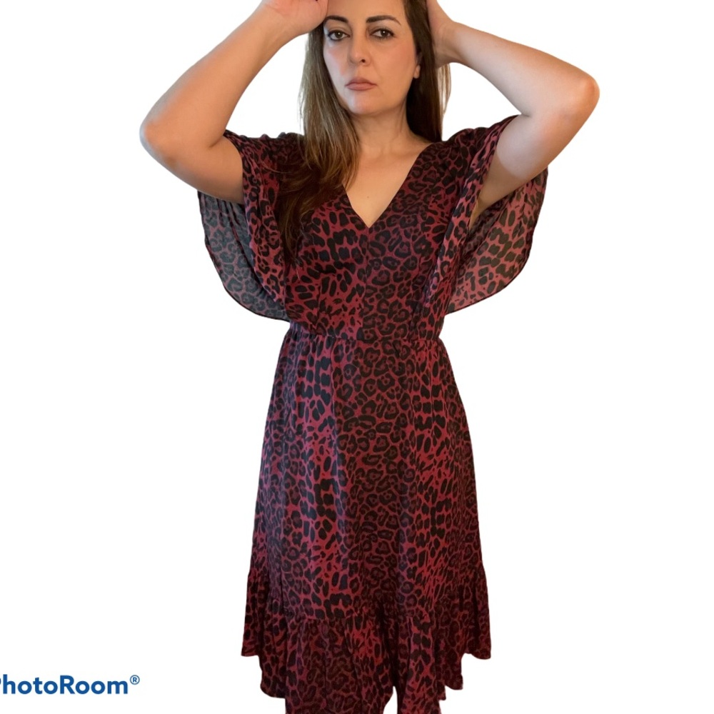Dress the Population Burgundy Leopard Tunic Dress